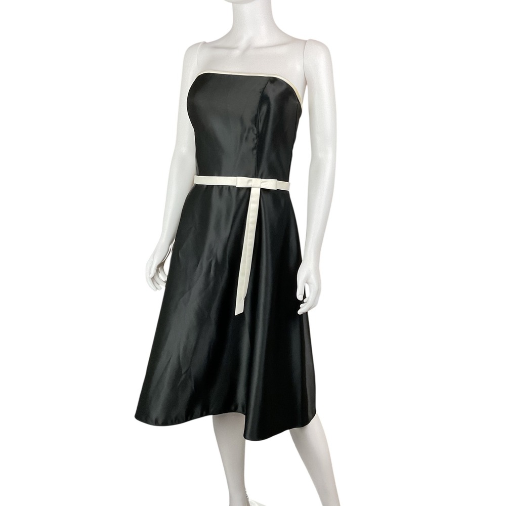 Scott McClintock Black Strapless Dress Cocktail Party Bow Belt Size 8